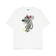 Witte Crew Neck T-shirt met Illustratie Print Magliano , White , Heren