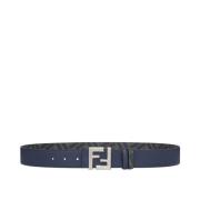 Blauwe Omkeerbare Leren Riem met FF Vierkante Gesp Fendi , Blue , Here...