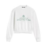 Witte Crew Neck Sweater Lange Mouwen Jacquemus , White , Dames