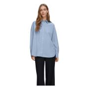 Oversized Katoenen Overhemd Selected Femme , Blue , Dames