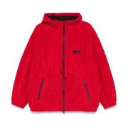 Rode Rits-Front Hoodie Jas Lanvin , Red , Heren