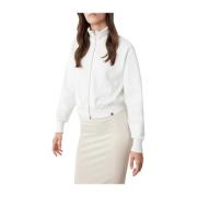 Witte Gebreide Rits Trui met Vlechtpatroon Colmar , White , Dames