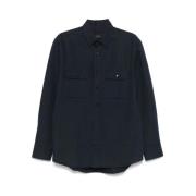 Navy Blue Button-Up Shirt Brioni , Blue , Heren