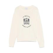 Ecru Crew Neck Sweater Sporty & Rich , Beige , Dames