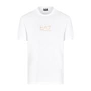 Minimalistisch Wit T-shirt met Goud Logo Emporio Armani EA7 , White , ...