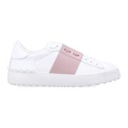 Roze Band Leren Sneakers Valentino Garavani , White , Dames