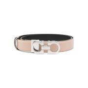 Lichtbruine Leren Riem met Gancini Gesp Salvatore Ferragamo , Pink , D...