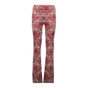 Rode Gedrukte Slim Broek Lente-Zomer 2025 Paco Rabanne , Red , Dames