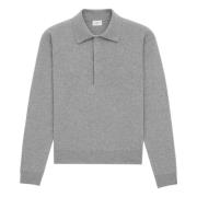 Grijze Wollen Polo Lange Mouw Saint Laurent , Gray , Heren