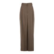 Bruine Linnen Plooibroek Vrouw Brunello Cucinelli , Brown , Dames