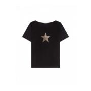 Vloeibare Jersey T-shirt met Strass-details Pennyblack , Black , Dames