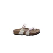 Ivoor lederen sandalen met dubbele band Birkenstock , White , Dames