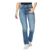 Blauwe Denim Straight Leg Jeans Guess , Blue , Dames