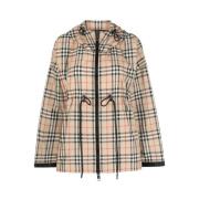 Geruite capuchonjas Burberry , Beige , Dames