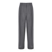 Grijze Wol Hoge Taille Broek Brunello Cucinelli , Gray , Dames