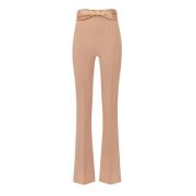 Wijde beige broek met strikdetail Elisabetta Franchi , Beige , Dames