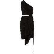 Zwarte Gedrapeerde Jurk met Verzamelde Twist Rick Owens , Black , Dame...