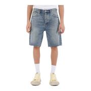 Denim Bermuda Shorts met Raffelige Zoom Purple Brand , Blue , Heren