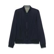 Navy Blauwe Baseball Jack met Rits Canali , Blue , Heren