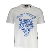 Korte Mouw Heren Logo Print T-Shirt Plein Sport , White , Heren