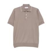 Fijngebreid Poloshirt Olijfbruin Brunello Cucinelli , Brown , Heren