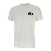 Wit Katoenen T-shirt met Logo Borduurwerk Emporio Armani , White , Her...