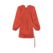 Gerimpelde Roest Rode Jurk Isabel Marant , Red , Dames