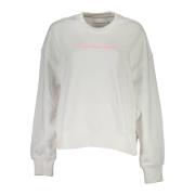 Wit Katoenen Sweatshirt met Iconisch Logo Calvin Klein , White , Dames