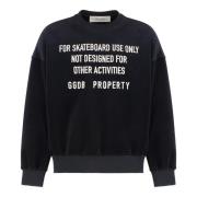 Katoenen crew-neck sweatshirt met geribbelde randen Golden Goose , Blu...