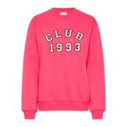 Sportieve Sweatshirt met Geborduurd Logo Kaffe , Pink , Dames