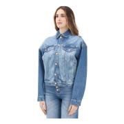 Blauwe Denim Jack Moderne Vintage Stijl Just Cavalli , Blue , Dames