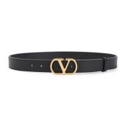 Zwarte Leren Riem Stijlvol Accessoire Valentino Garavani , Black , Dam...