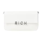 Witte schoudertas met zilveren logo Richmond , White , Dames