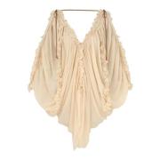 Gedrapeerd Beige Blouse met V-hals Zimmermann , Beige , Dames