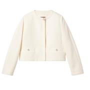 Witte Bouclé Jas met Drukknopen Gucci , White , Dames