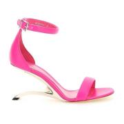 Roze leren franje sandalen Alexander McQueen , Pink , Dames