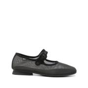 Zwarte Mesh Zijgesp Vlakke Schoenen Camper , Black , Dames