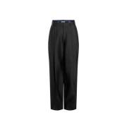 Zwarte Flared Zijde Wollen Broek Jacquemus , Black , Dames