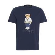 Blauw Bedrukt T-Shirt Slim Fit Polo Ralph Lauren , Blue , Heren