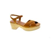 Tan Suede Kruisband Sandalen Unisa , Brown , Dames