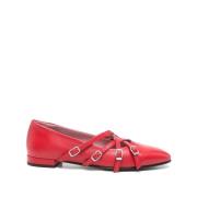 Rode platte schoenen met leren binnenzool Carel , Red , Dames