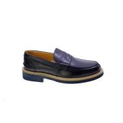 Blauwe Leren Penny Loafer Schoenen Exton , Blue , Heren