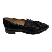 Zwarte leren mocassins met pompons Status , Black , Dames