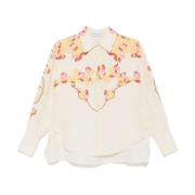 Bahia Flared Linnen Shirt Ivoor Print Raquel Diniz , Multicolor , Dame...