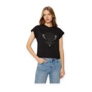 Katoenen T-shirt Guess , Black , Dames