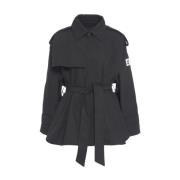 Zwarte Korte Trenchcoat Stijlvolle Laagjes Afterlabel , Black , Dames