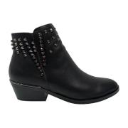 Zwarte leren studs enkellaarzen Alma EN Pena , Black , Dames