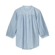 Micro Stripe Oversized Blouse Summum Woman , Blue , Dames