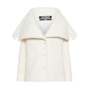 Witte Wollen Jas met Gedrapeerde Kraag Jacquemus , White , Dames