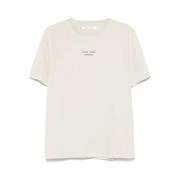 Ecru Logo Print Crew Neck T-shirt Samsøe Samsøe , Beige , Heren